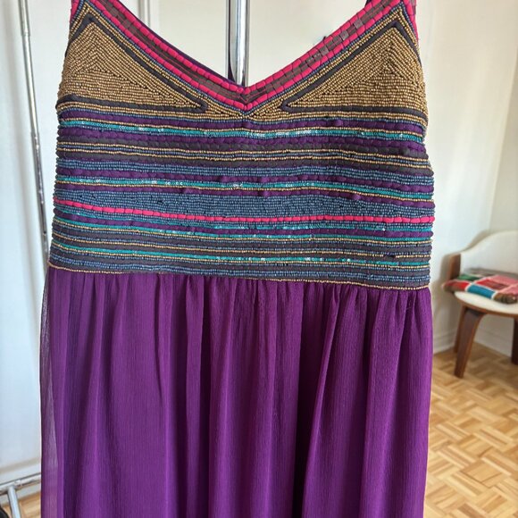 Beautiful Purple Chiffon dress with beaded bust - Picture 2 of 11